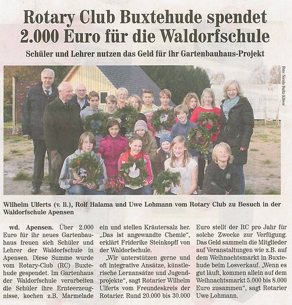 Rotary Club spendet 2000 Euro