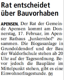 Rat entscheidet über Bauvorhaben