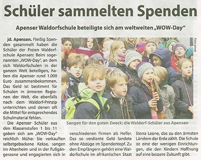 Schüler sammelten Spenden